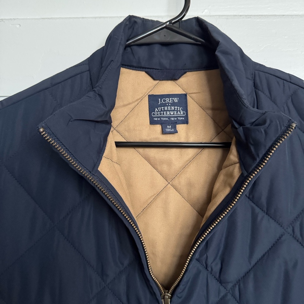 J. Crew Men's Quilted Vest - Dark Blue and Light Brown - Picture 2 of 2